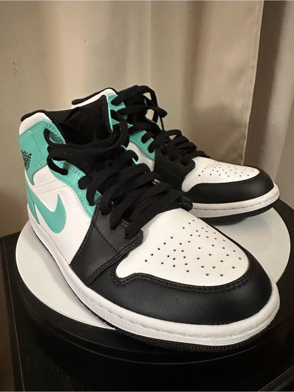 Nike Air Jordan 1 Mid White/Aurora Green/Black Sneakers - Men’s Size 8.5